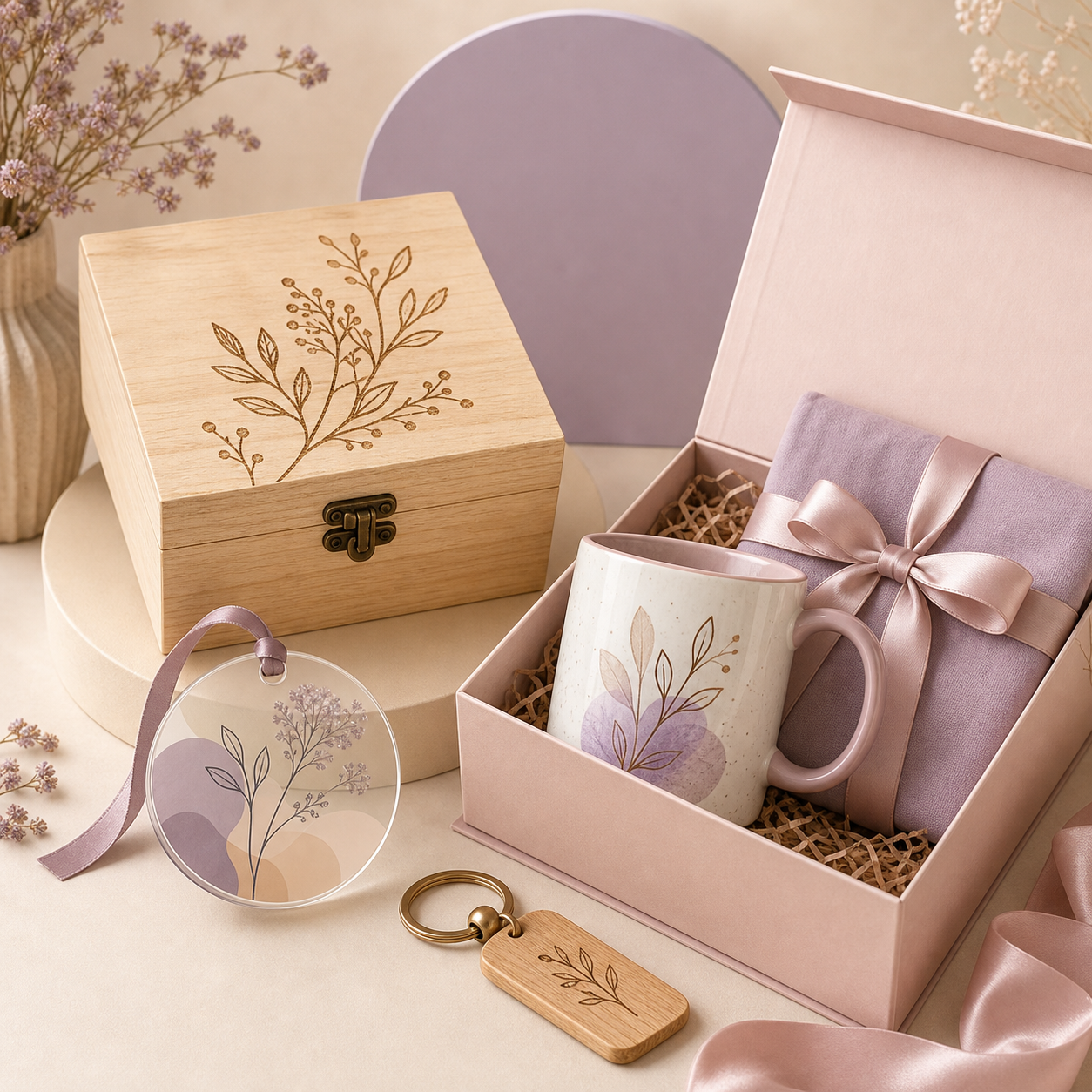 Personalisierte Geschenkbox und gravierte Produkte
